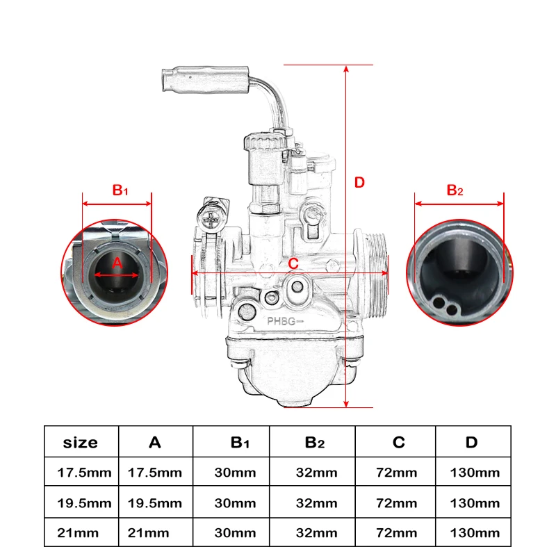 Motorcycle Carburetor Carb For Dellorto PHBG 17.5mm 19.5mm 21mm AS/AD 50cc-80cc For Zuma Puch Scooter Moped