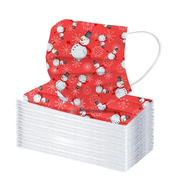 

50/100pc Disposable Face Mask Men And Women Non Wove 3 Layer Ply Filter Masque Adult Christmas Printed Mascarillas Mascarilla