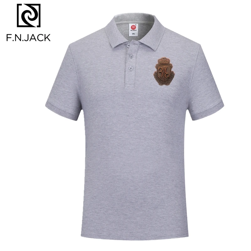 F.N.JACK, новинка, трендовые повседневные топы для мужчин, короткий рукав, мужские летние поло, Мужская Классическая хлопковая рубашка поло