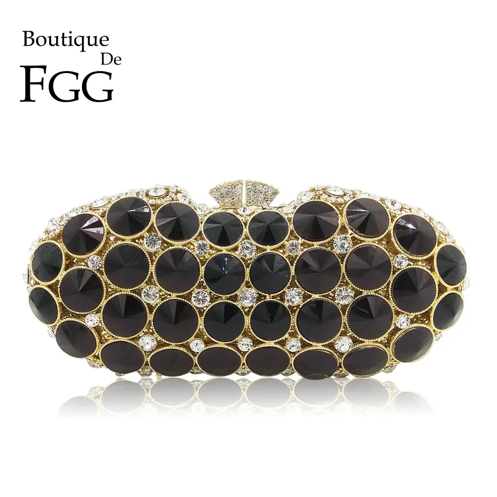 Женский Вечерний Клатч Boutique De FGG Элегантная черная сумка кошелек с кристаллами
