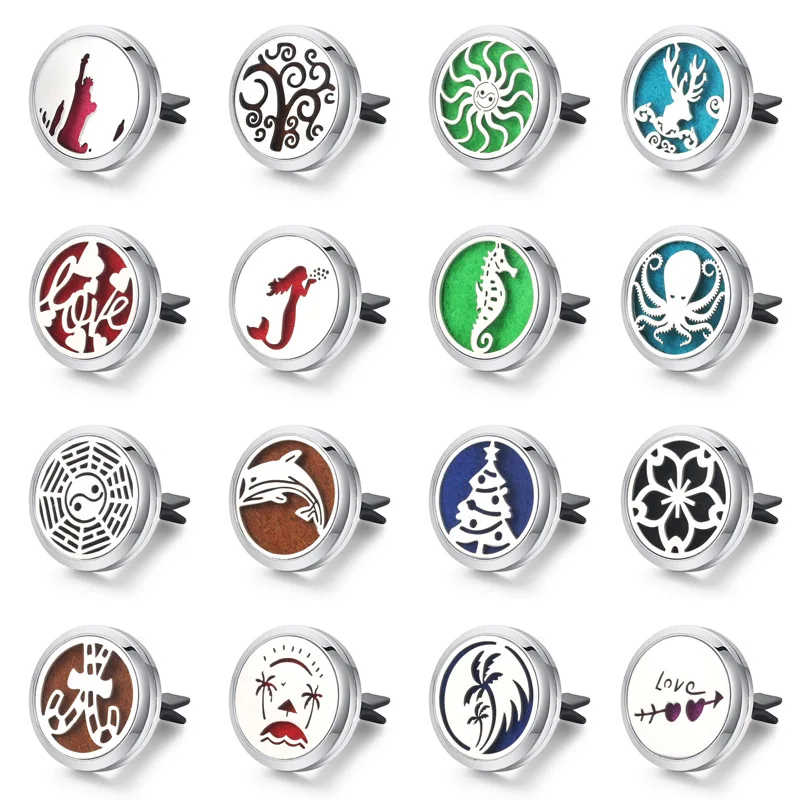 

New Car Air Diffuser Locket Tree of Lfie Stainless Steel Vent Freshener Car Essential Oil Diffuser Perfume Aromatherapy Necklace