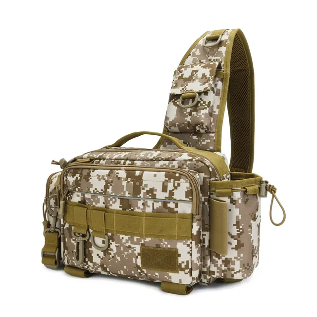 Multifunctional Fishing Tackle Bags Single Shoulder Crossbody Bag Waist Pack Fish Lures Gear Utility Storage Fishing Bag  X232G desert camo