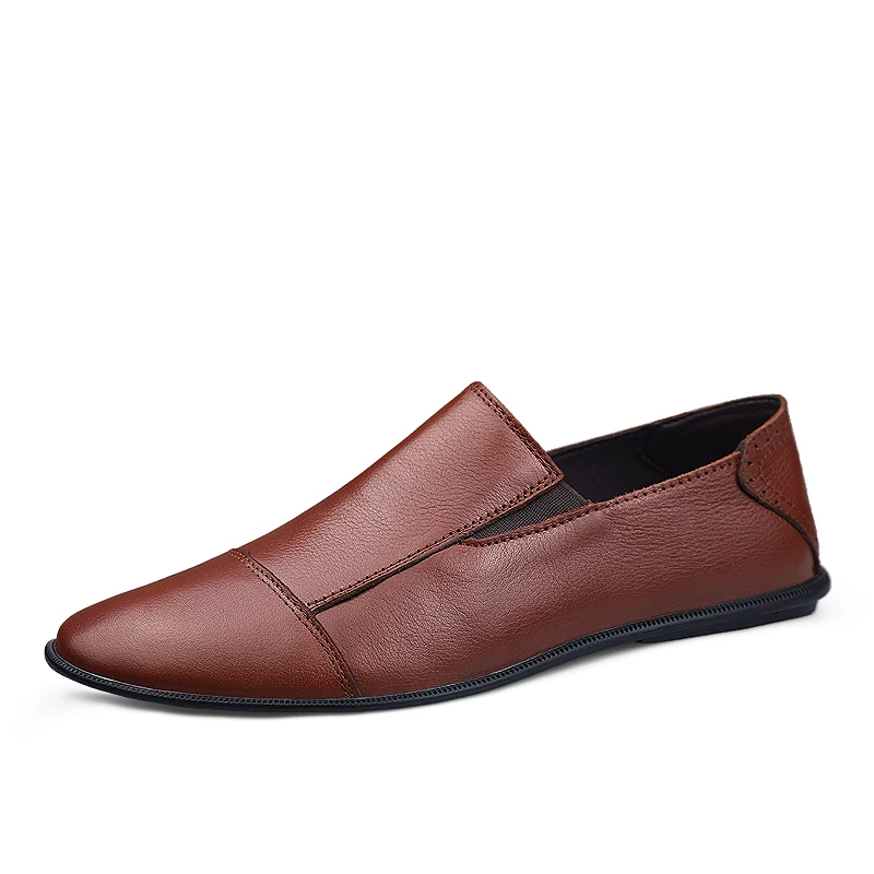 

Genuine Cow Leather Men Casual Shoes Slip on Man Brogue Wedding Business Flat Shoes Comfortable Fashion Male Loafers Plus Size