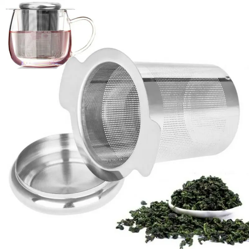 

New Stainless Steel Mesh Tea Infuser Metal Cup Strainer Loose Leaf Filter Herb Spice with Lid Easy Clean Hot
