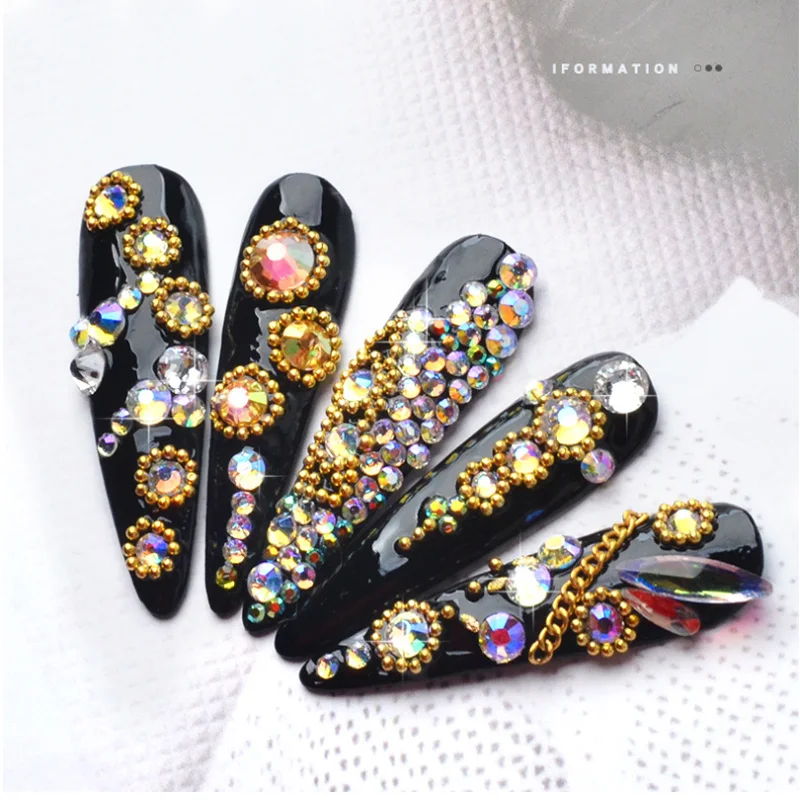 6 упаковок стеклянные стразы для ногтей смешанные размеры, дизайн ногтей украшения камни блестящие драгоценные камни маникюрные аксессуары 20 цветов