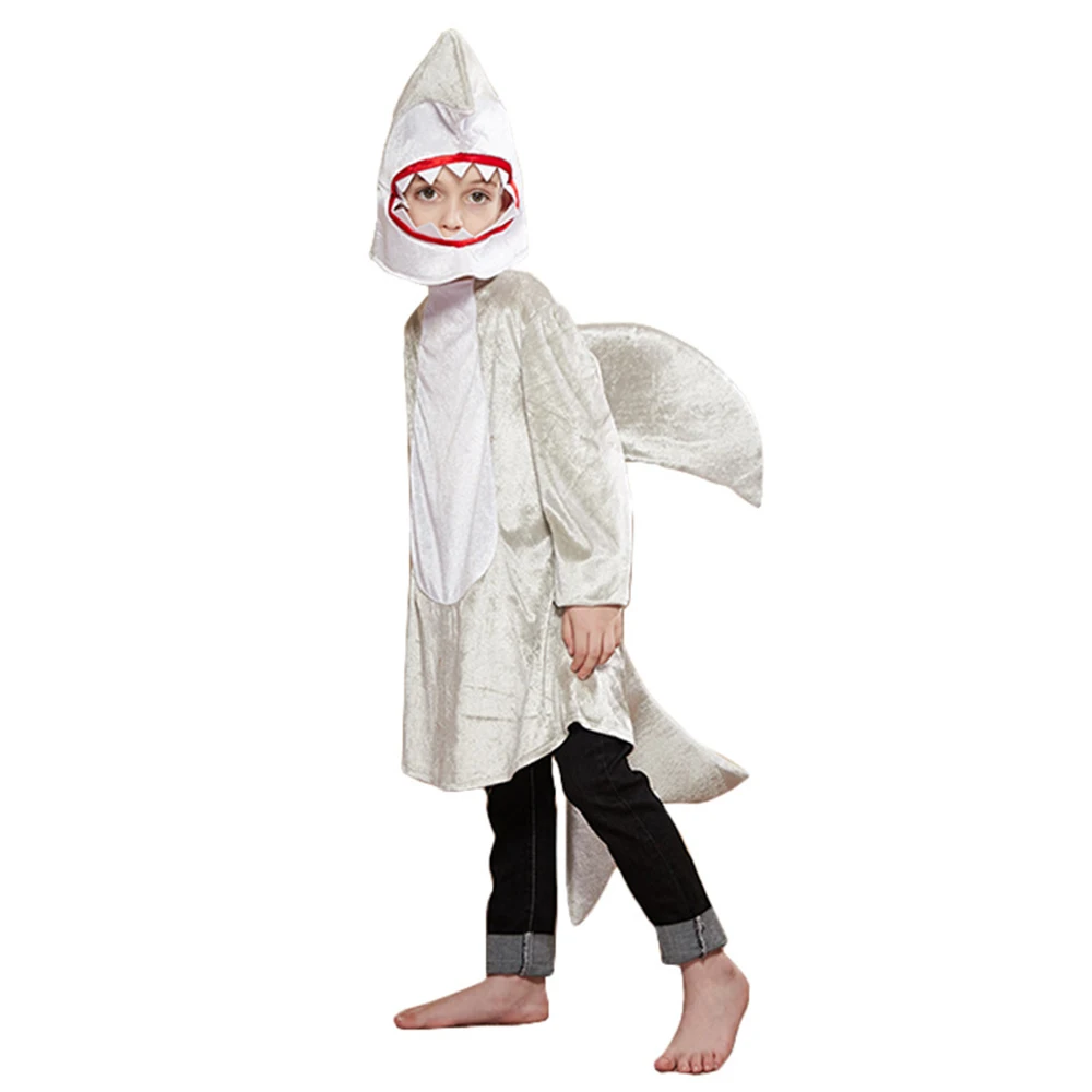 Eraspooky Children Grey Shark Cosplay Halloween Costume For Kids Christmas Party Fancy Dress Boys Animal Jumpsuit Shark Fin Mask Eraspooky Children Grey Shark Cosplay Halloween Costume For Kids Christmas Party Fancy Dress Boys Animal Jumpsuit Shark Fin Mask