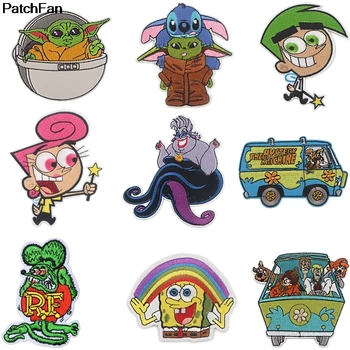 

20pcs/lot A3263 Patchfan Cartoon Yoda and Car Patch Embroidered Applique Iron Patch Design DIY Sew On Clothes Badge Sticker