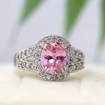 

Classical Ring 8*10mm Oval Cut Pink Sapphire Ring 18k Gold Plated Ring Cooper Ring Mothers Ring Holiday Gift Ring Pink CZ Ring