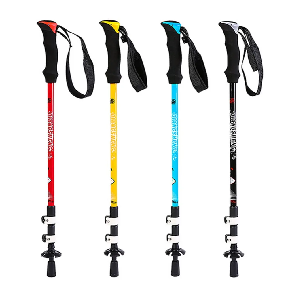 Walking Stick 3 Joints Straight Grip Handle Retractable Aluminum Alloy Cane Outdoor Climbing Accessories