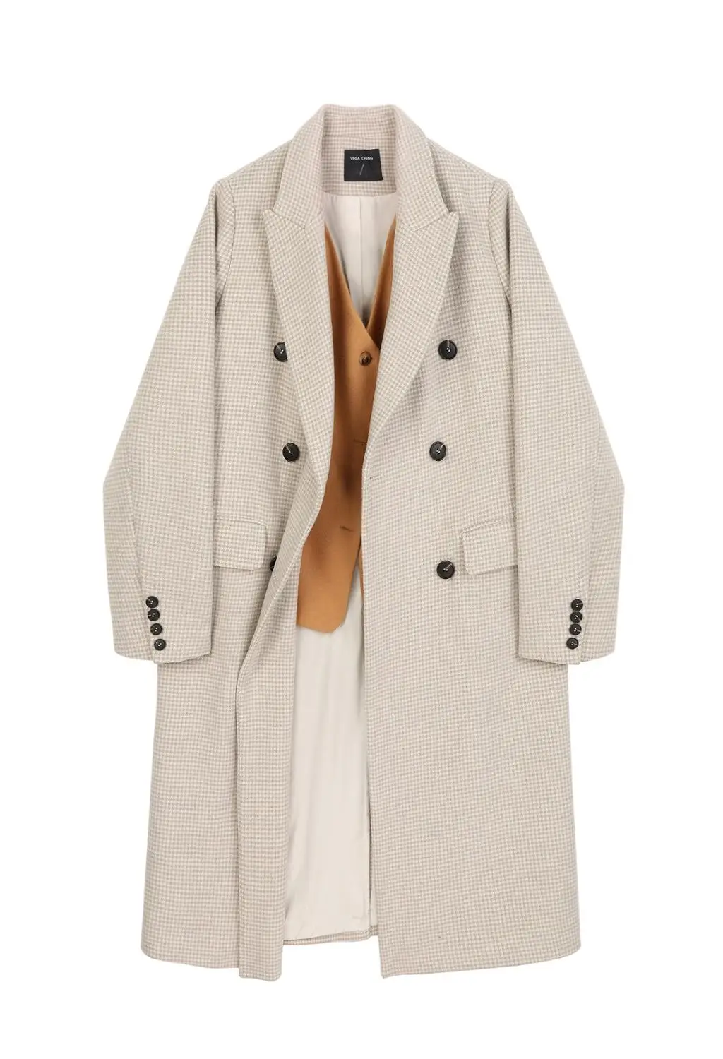 

Plaid coat women's 2020 autumn and winter new Korean version of fake two-piece cocoon woolen coat