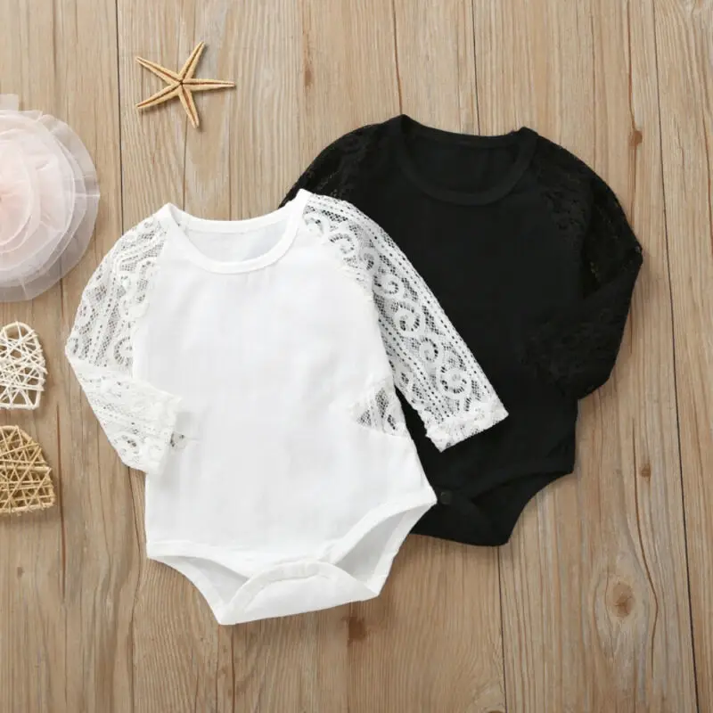 

New born Baby Bodysuits Clothing Cotton One-Pieces Body Suits Kids Baby Girl Mesh Long Sleeve Lace Bodysuit Outfit Clothes