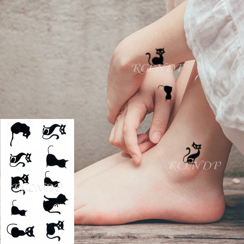 Waterproof Temporary Tattoo Sticker Cat Fox Animal Fake Tatto Flash Tatoo Neck Hand Back Foot Shoulder for Kids Women Men | Красота и