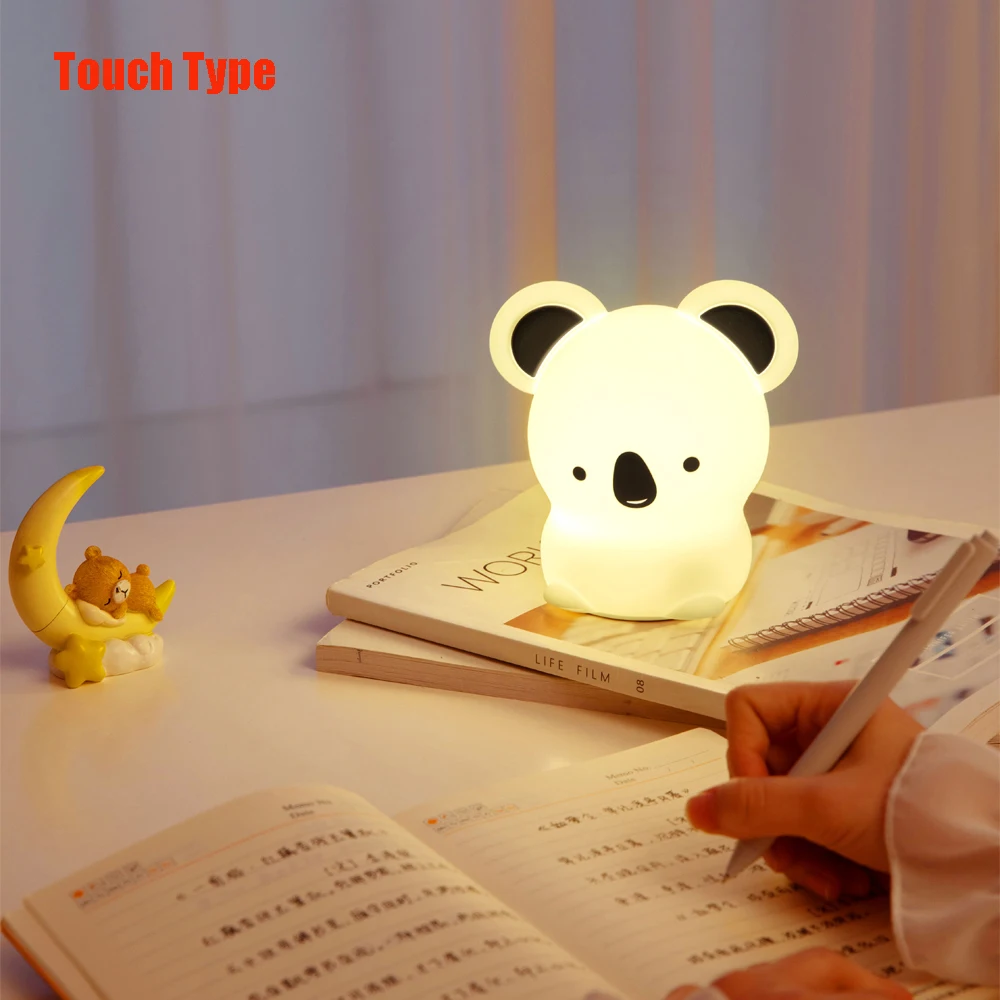 moon night light Bubble Fish Cow Star Tap Light Remote Conctrol Silicone Night Lights Tap Sensor Bedroom Lamp With USB Recharge For Kids Gift nursery night light Night Lights