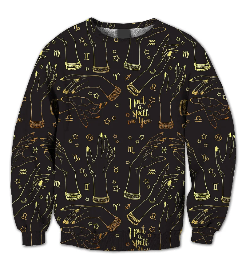 

REAL American US SIZE I put a spell on you - Mystery Realm Sublimation Print Plus Size Crew Neck Sweatshirt