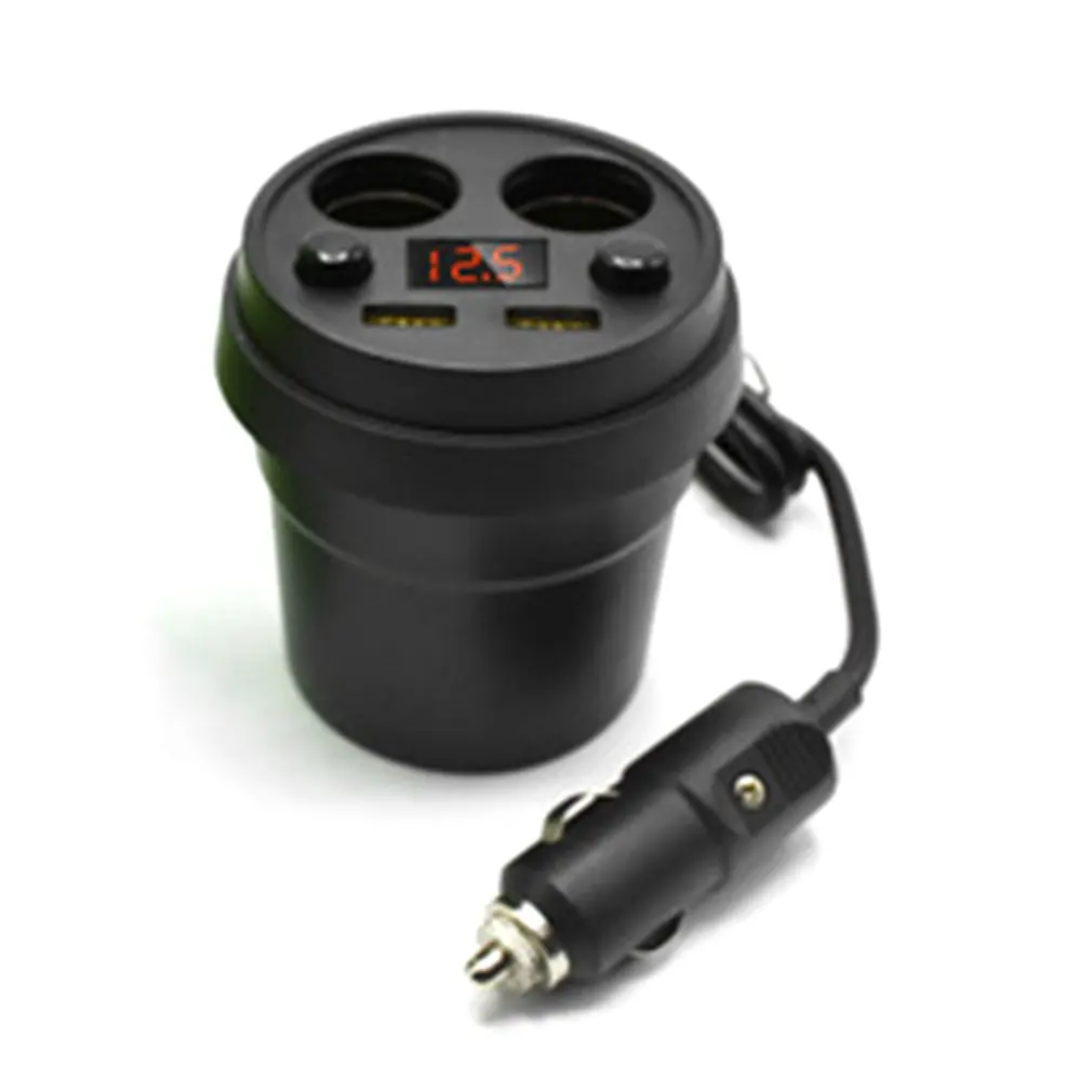 Car Cup Shape Cigarette Lighter Dual Usb Independent Switch Charger With Power Supply Voltage Display |