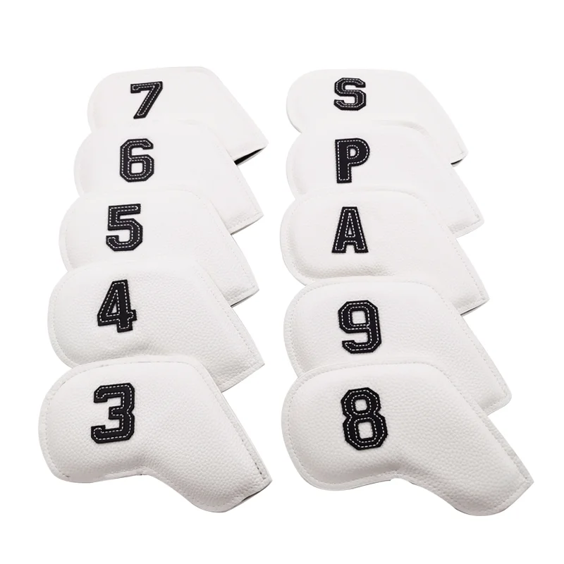 Color 10pcs/set Golf Iron head cover 3-9,P,S,A, Club Head Cover Embroidery Number Case Sport Golf Training Equipment Accessories