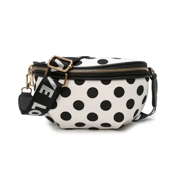 

Polka Dot Ladies Pocket Fashion Nylon Pockets Convenient Belt Bag Female Travel Messenger Bag Girls Cute Chest Bag