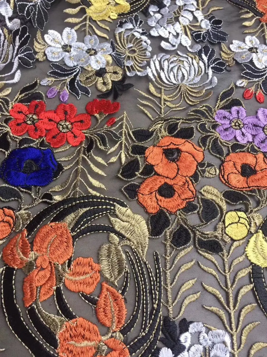 

mesh Embroidered Lace Fabric For Dress Tulle tissu Telas Por Metros Tissus au Metre tecido bazin riche getzner HF216-6