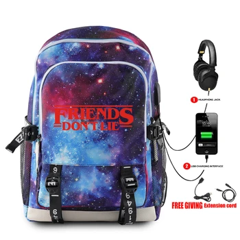 

Fashion Kpop Bags Students Stranger Things 3 Multifunction USB Charge School Boys Girls Backpack Kid's Travel Backbag