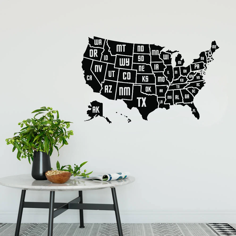 

Map of the American Counties Wall Sticker May Of Places Wall Decals USA Map Home Decoration Poster Mural Stickers W793
