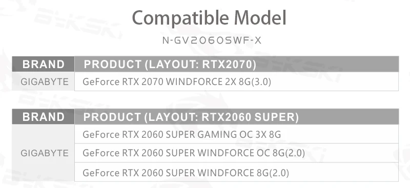 Bykski водоблок для Gigabyte GeForce RTX 2060 Super Gaming OC 3X8G/RTX 2060 Super Gam/медный радиаторный блок с полным покрытием