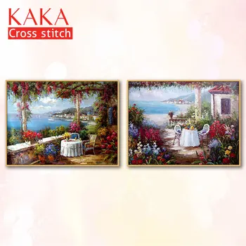 

Cross stitch kits,Embroidery needlework sets with printed pattern,11CT-canvas for Home Decor Painting,Landscape Full NCKS080