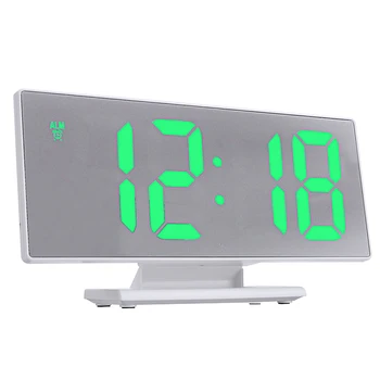 

Digital LED Silent Mirror Alarm Clock Multifunction Large Screen Electronic Clock Snooze Night Bedside Clock Portable Home Decor