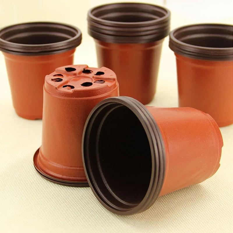 50pcs Plastic Nursery Pot Plant Flower Seedlings Pots Lightweight Two