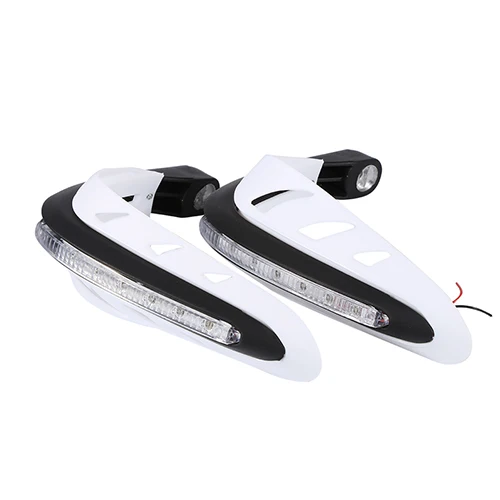 1 пара руль мотоцикла ручной протектор со светодиодной подсветкой Handguards Led ручная защита универсальные ручные охранники аксессуары для двигателя - Цвет: White