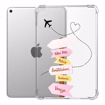 

Case for iPad 10.2 10.5in iPad Air 3 Travel Map Cases Transparent Silicone Reinforced Corners Soft Cover for iPad Mini 1 2 3 4 5