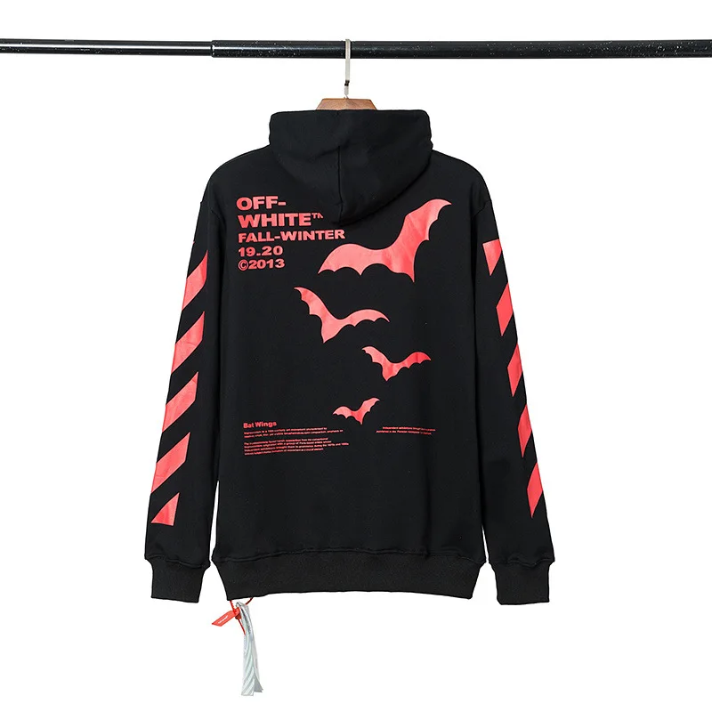 OFF-WHITE OW Осень-Зима Новая высококачественная мужская толстовка с принтом летучей мыши