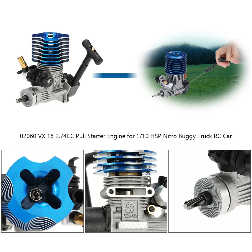 

RC Engine 02060 VX 18 2.74CC Pull Starter Engine 28000rpm for 1/10 HSP Nitro Buggy Truck RC Car