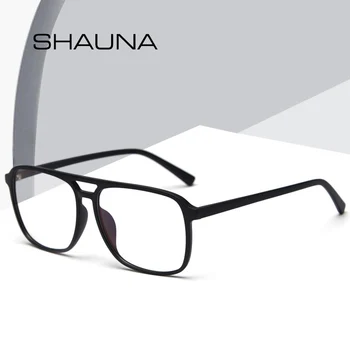 

SHAUNA Comforatable TR90 Women Square Optical Eyeglasses Retro Double Bridges Men Transparent Frames