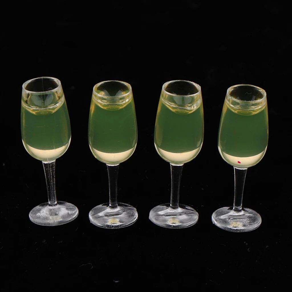 

4pcs Dollhouse Miniatures Plastic Wine Glasses Kitchen Table Decoration