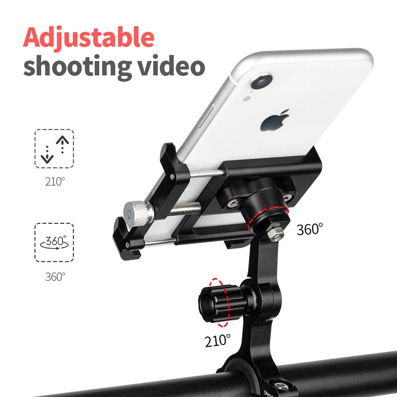 

CoolChange Cycling Aluminum Phone Holder Bicycle Adjustable Handlebar Mobile Stand Bracket For 3.5-6.6 Inch MTB Bike Accessories