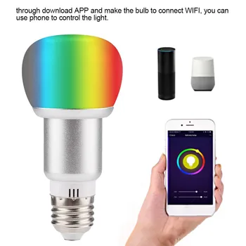 

E27 Wireless Smart WiFi Light Bulb 10W RGB Dimmable Colorful Voice Control Lamp AC85-265V @LS
