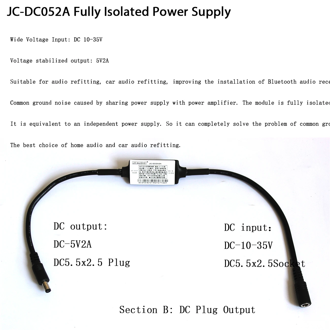 Bluetooth декодер плата DAC Bluetooth 5,0 аудио приемник PCM5102A декодирование AUX Поддержка 16 бит для усилителя предусилителя AMP DIY - Цвет: B Power Supply