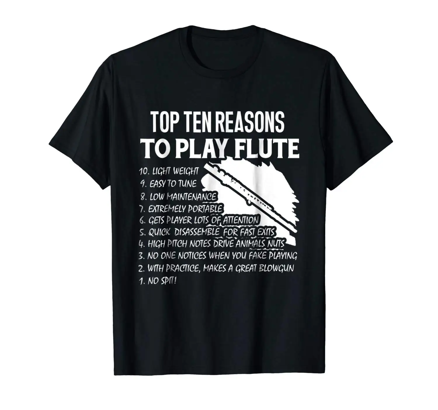 2019 Fashion Mens Short sleeve T Shirt 100% Cotton Flute Top Ten Reasons To Play Shirts | Мужская одежда
