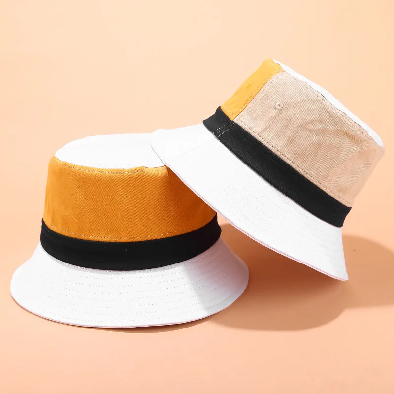 Белый LDSLYJR patchwork color Bucket Hat Fisherman Hat outdoor travel hat Sun Cap Hats for Men and Women - Цвет: Белый