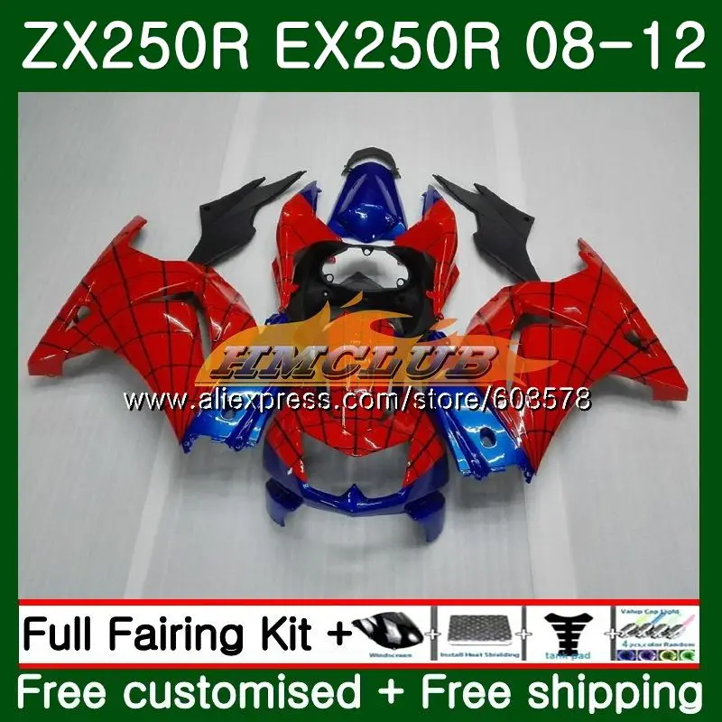 

Body For KAWASAKI NINJA ZX-250R ZX250R 08 09 10 11 12 Spider Man 24CL.61 ZX 250R EX 250 EX250 2008 2009 2010 2011 2012 Fairing