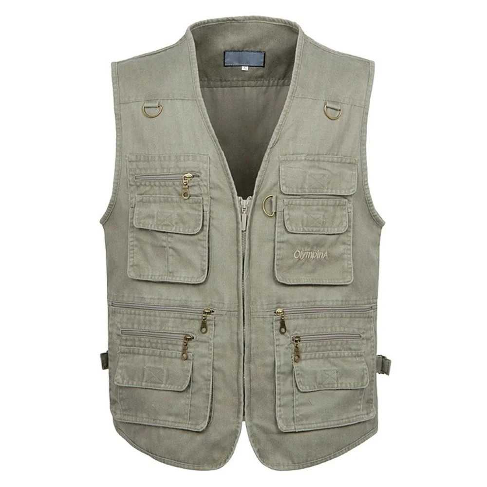 Sleeveless Vest Waistcoat Multi-Pocket Photograph 10XL Big-Size Casual Cotton Summer