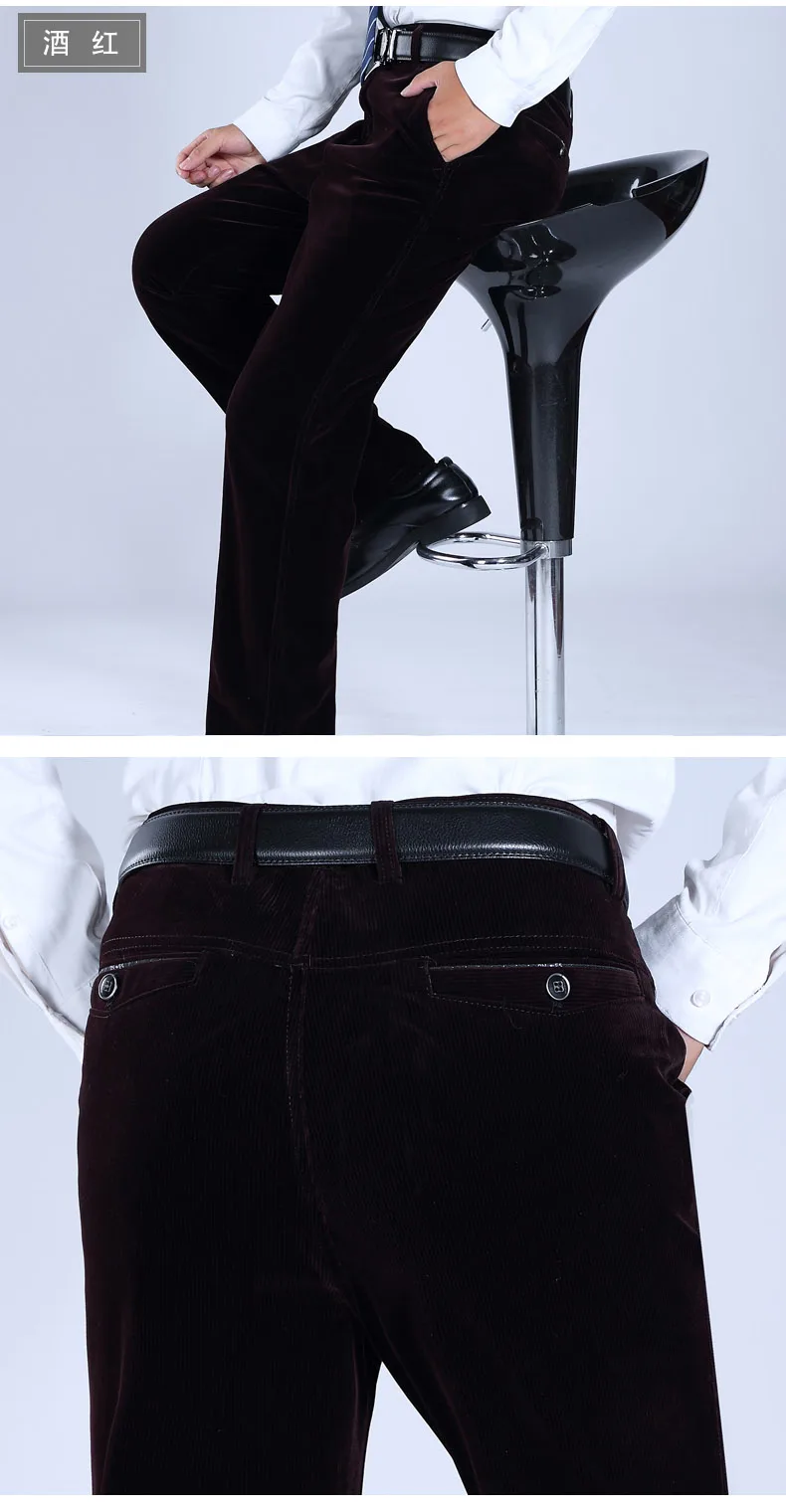 autumn and winter men's thick casual pants corduroy high quality retro fashion straight pants Plus size business trousers
