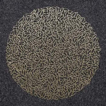 

6 Pcs Pressed Vinyl Metal Round Placemat/Hollow Placemat for Wedding Table /Modern Dining Table Decoration