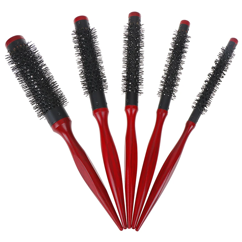 DIY Nylon Cone Wooden Handle Hair Comb Rolling Curly Hairdressing Brushes Hairstyle Salon Hairdressing Round Tube Styling Brush