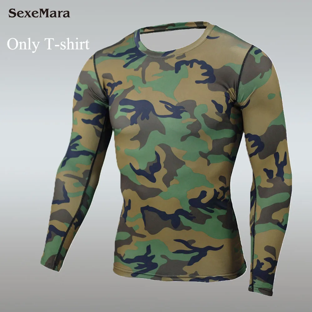 Only T-shirt Мужская спортивная одежда rash guard MMA, Мужская камуфляжная одежда, Компрессионные спортивные леггинсы, футболка для бега, тренировочная мужская одежда - Цвет: Only T-shirt