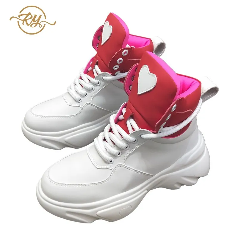 RY-RELAA women sneakers fashion wedges shoes for women Genuine Leather white casual shoes women ins platform running shoe