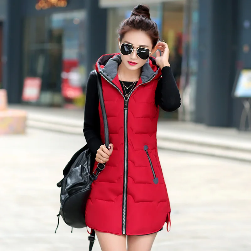 

2019 New Style Autumn & Winter down Feather Cotton Vest Women's Mid-length Korean-style Vest Large Size WOMEN'S Vest Thick Coat
