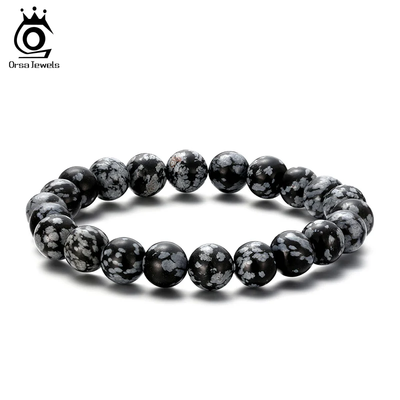 Браслет ORSA JEWELS с черным агатом для женщин и мужчин эластичный браслет унисекс из