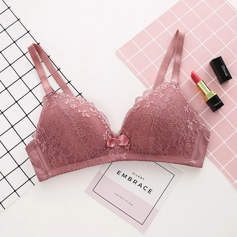 Sexy Sweet Lace Wireless Women‘s Bras Soft Underwear Gather Push Up Brassiere Hollow Out Female Seamless Bralette Big Lingerie 3