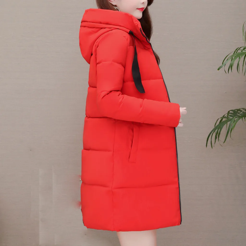 Зимнее пальто женское теплое пальто с капюшоном толстый теплый тонкий удлиненный верхний жакет женственный элегантный тонкий пальто Верхняя одежда#925